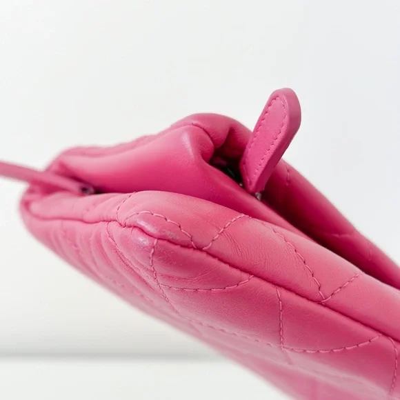 Chanel Pink Quilted Lambskin Fold Over Clutch - Picture 4 of 14